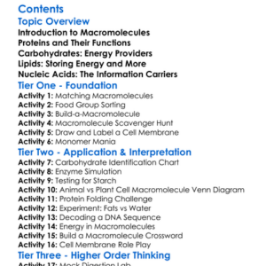 Macromolecules Proteins Carbohydrates Lipids Nucleic Acids Worksheet Activity Booklet