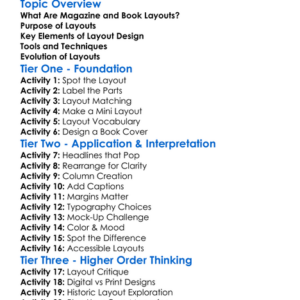 Magazine And Book Layouts Worksheet Activity Booklet