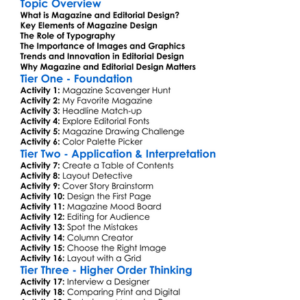 Magazine And Editorial Design Worksheet Activity Booklet