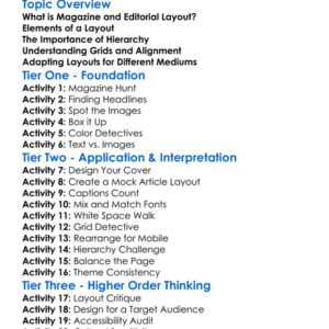 Magazine And Editorial Layout Worksheet Activity Booklet