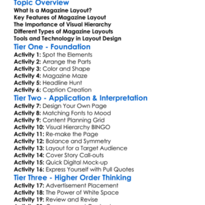 Magazine Layout Worksheet Activity Booklet