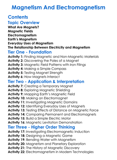 Magnetism And Electromagnetism Worksheet Activity Booklet
