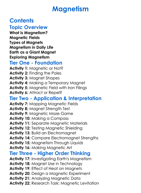 Magnetism Worksheet Activity Booklet
