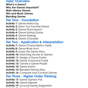 Main Genres Worksheet Activity Booklet