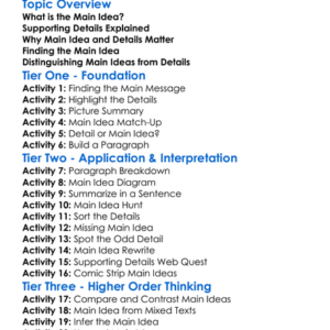 Main Idea And Supporting Details Worksheet Activity Booklet