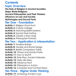 Major Ancient Religions And Philosophies Worksheet Activity Booklet