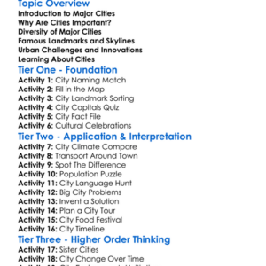 Major Cities Of The World Worksheet Activity Booklet