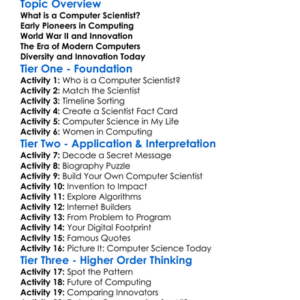 Major Computer Scientists Worksheet Activity Booklet
