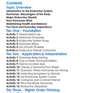 Major Endocrine Glands And Hormones Worksheet Activity Booklet