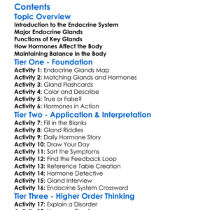 Major Endocrine Glands And Their Functions Worksheet Activity Booklet