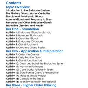 Major Endocrine Glands Pituitary Thyroid Etc Worksheet Activity Booklet