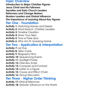 Major Figures In Christianity Worksheet Activity Booklet
