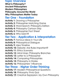 Major Philosophers And Their Ideas Worksheet Activity Booklet