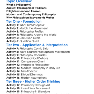 Major Philosophical Movements Worksheet Activity Booklet