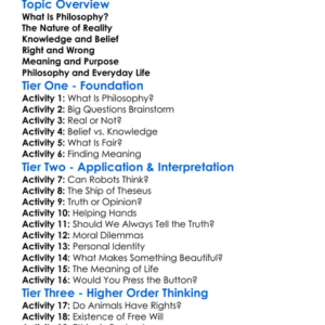 Major Philosophical Questions Worksheet Activity Booklet