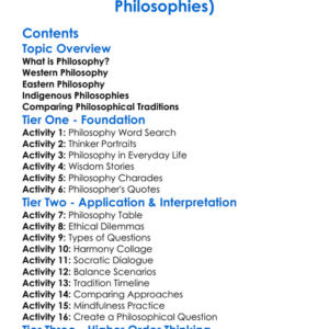 Major Philosophical Traditions Eg Western Eastern Indigenous Philosophies Worksheet Activity Booklet