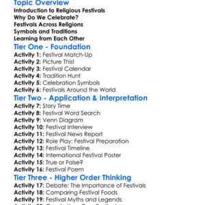 Major Religious Festivals Worksheet Activity Booklet