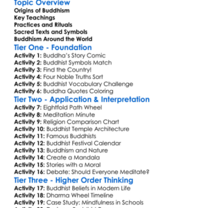 Major World Religions Buddhism Worksheet Activity Booklet