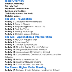 Major World Religions Christianity Worksheet Activity Booklet