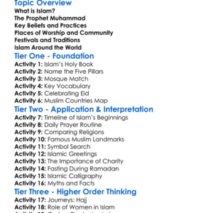 Major World Religions Islam Worksheet Activity Booklet