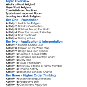Major World Religions Overview Worksheet Activity Booklet