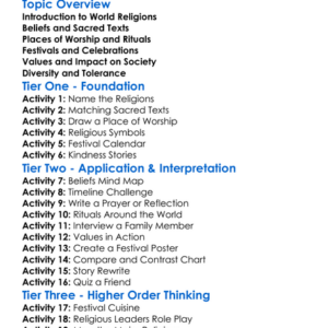 Major World Religions Worksheet Activity Booklet