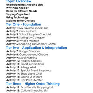 Making A Shopping List Worksheet Activity Booklet