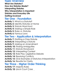 Making And Interpreting Statutes Worksheet Activity Booklet