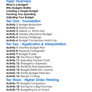 Making And Tracking A Budget Worksheet Activity Booklet