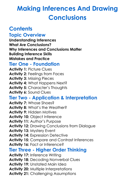 Making Inferences And Drawing Conclusions Worksheet Activity Booklet