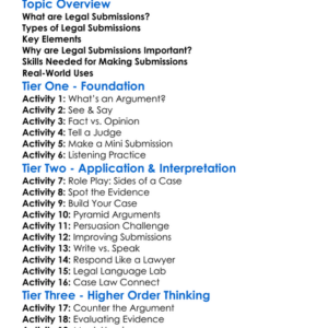 Making Legal Submissions Worksheet Activity Booklet