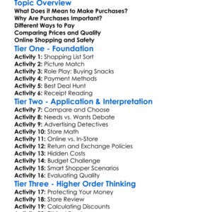 Making Purchases Worksheet Activity Booklet