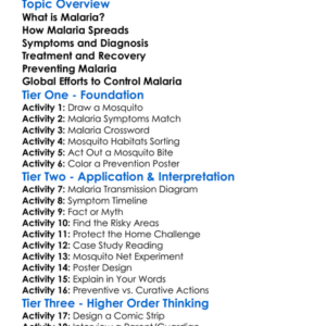 Malaria And Its Control Worksheet Activity Booklet