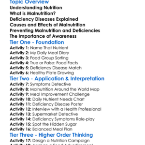 Malnutrition And Deficiency Diseases Worksheet Activity Booklet