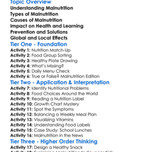 Malnutrition And Its Impact Worksheet Activity Booklet