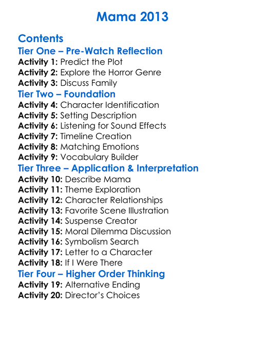 Mama 2013 Worksheet Activity Booklet