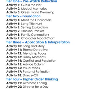 Mamma Mia 2008 Worksheet Activity Booklet