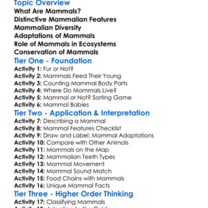 Mammals And Their Features Worksheet Activity Booklet