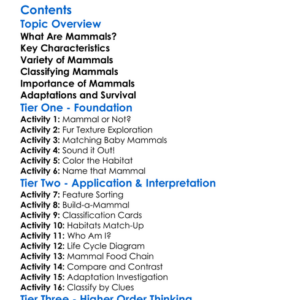 Mammals Characteristics And Classification Worksheet Activity Booklet