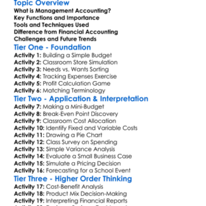 Management Accounting Worksheet Activity Booklet