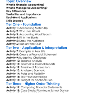Managerial Vs Financial Accounting Worksheet Activity Booklet