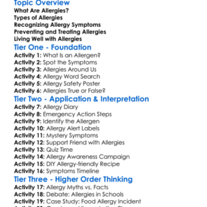 Managing Allergies Worksheet Activity Booklet