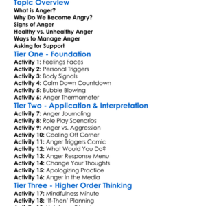 Managing Anger Worksheet Activity Booklet