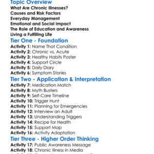 Managing Chronic Illnesses Worksheet Activity Booklet