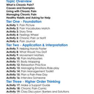 Managing Chronic Pain Worksheet Activity Booklet