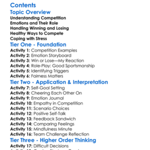Managing Competition And Emotions Worksheet Activity Booklet