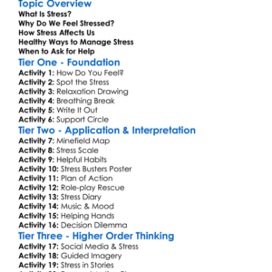 Managing Stress Worksheet Activity Booklet