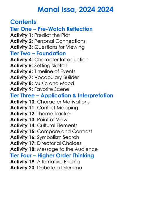 Manal Issa 2024 2024 Worksheet Activity Booklet