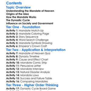 Mandate Of Heaven In Ancient China Worksheet Activity Booklet