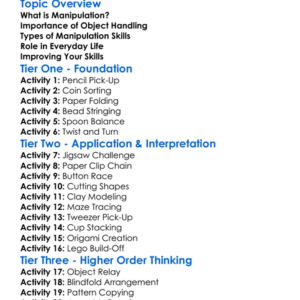 Manipulation And Object Handling Worksheet Activity Booklet